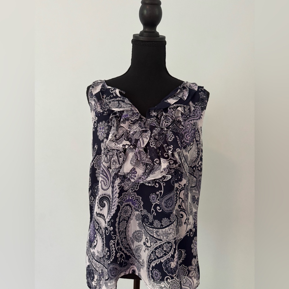 Sunny Leigh Blue and White Paisley Blouse